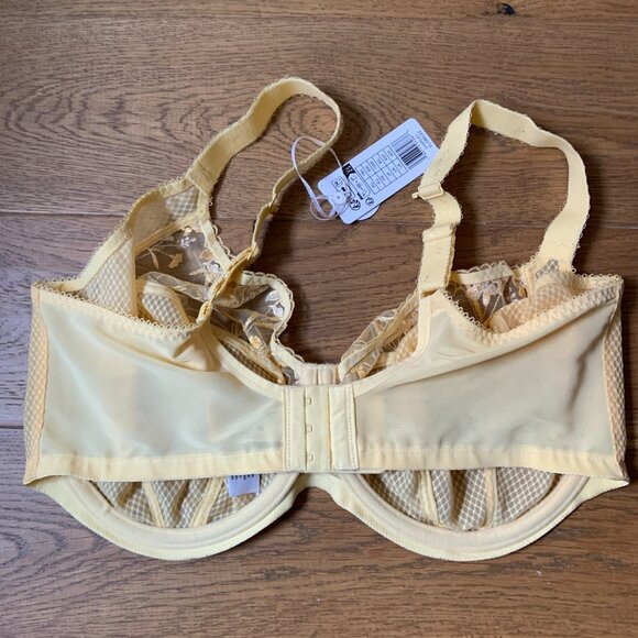 Elomi Charley Underwire Stretch Plunge Bra Yellow Lemon Fizz Size 40K - Picture 5 of 9